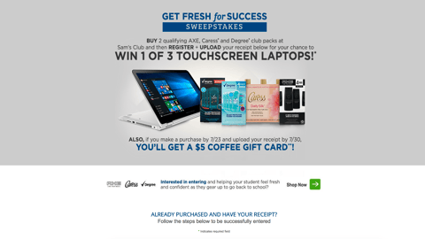 Unilever Sam's Club 'Fresh for Success' Web Page